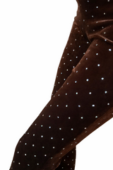 Bear Dance Velvet Flared Glitter Dot Flare Pants - Brown