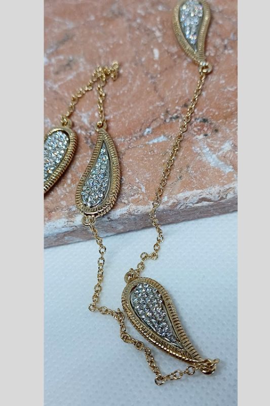 Paisley Pave Chain Necklace - Gold