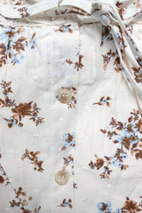 Blu Pepper Swiss Dot Floral Midi Dress with Puff Sleeves – Cream Multi