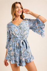 Kori Wildflower Print Romper - Blue Multi