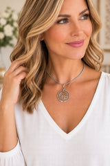 16" Silver & Gold Spiral Pendant Necklace