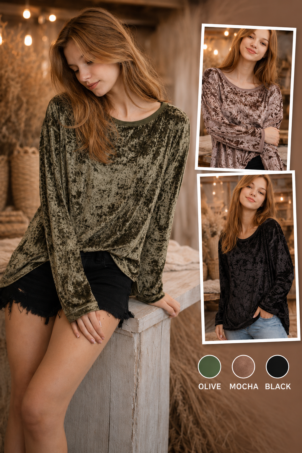 Mittoshop Crush Velvet Top - Black