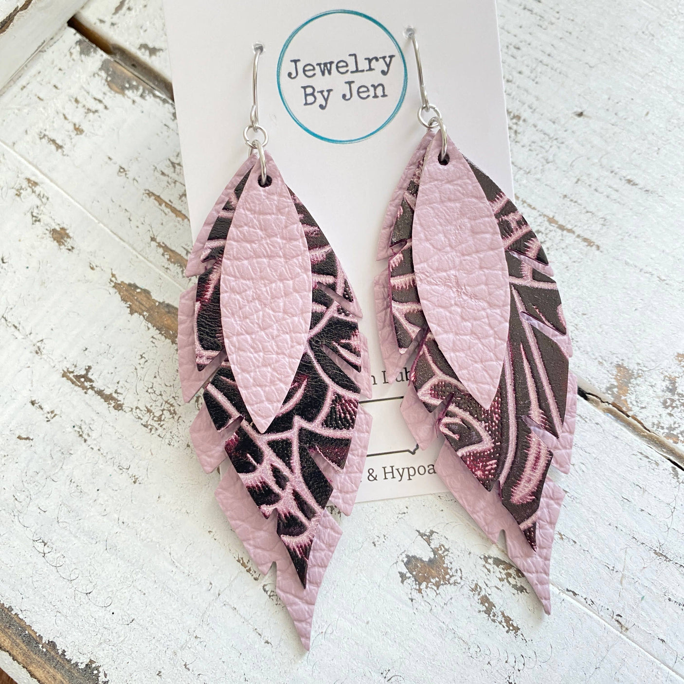 Jagged Feather: Pink Lilac & Plum Tooled