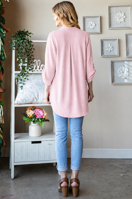 Catherine Light Pink Urban Rib Hi-Low Top