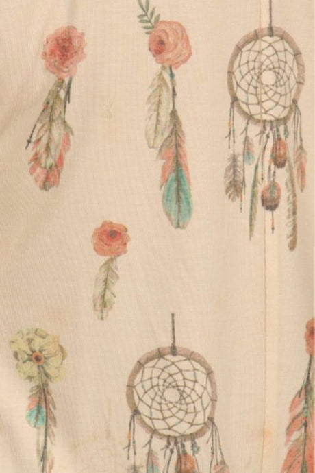 Dreamcatcher Print Plus Tunic Top - Cream