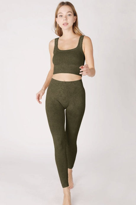 Nikibiki High Waist Long Leggings - Army Green Moss