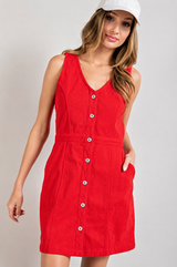 Eesome Simply Pretty Day Corduroy Dress - Red Currant