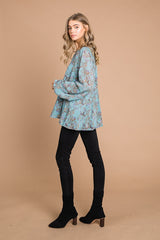 Cotton Bleu Serenity Chiffon Blouse - Aqua