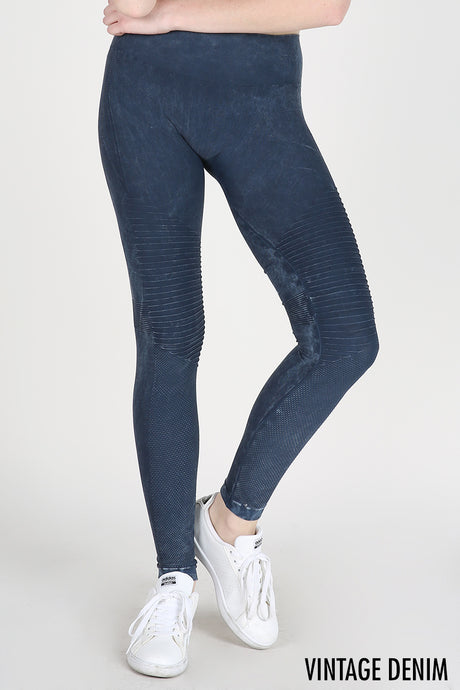 Nikibiki Moto Knee Long Leggings - Denim or Forest Olive