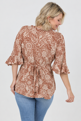 Nostalgia Tie Back Button Down Shirt - Ginger