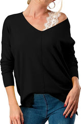 Super Soft Hi Lo Pullover Knit Top - Black