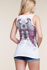 Vocal Wings Cross Whip Stitch Tank Top