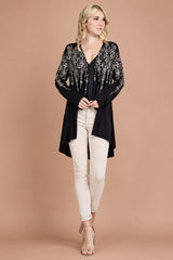 Vocal Crosses Multicolor Rhinestones Hi Lo Cardigan - Black