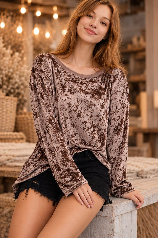 Mittoshop Crush Velvet Top - Mocha
