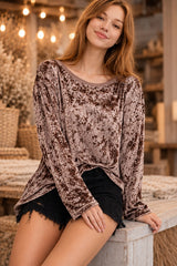 Mittoshop Crush Velvet Top - Mocha