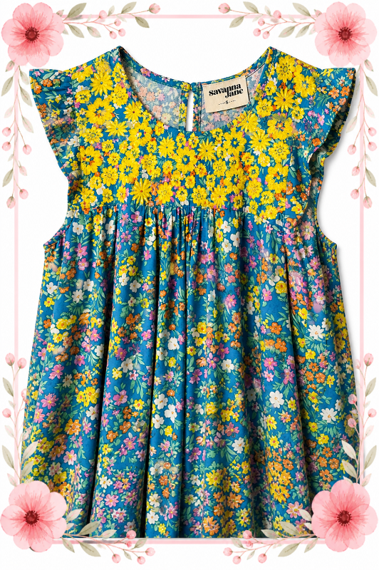Savanna Jane Teal Floral Babydoll Mini Dress