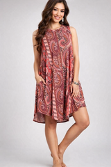 Chris Carol Large Paisley Print Dress - Rust Pink