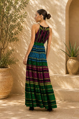Flying Tomato Tall Peasant Maxi Dress - Black Stripe