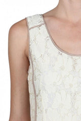 A'Reve Romantic Lace & Mesh Dress - Cream