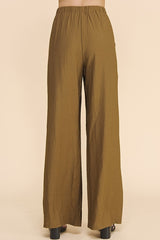 Allie Rose Loose Crinkle Pants - Bronze Brown