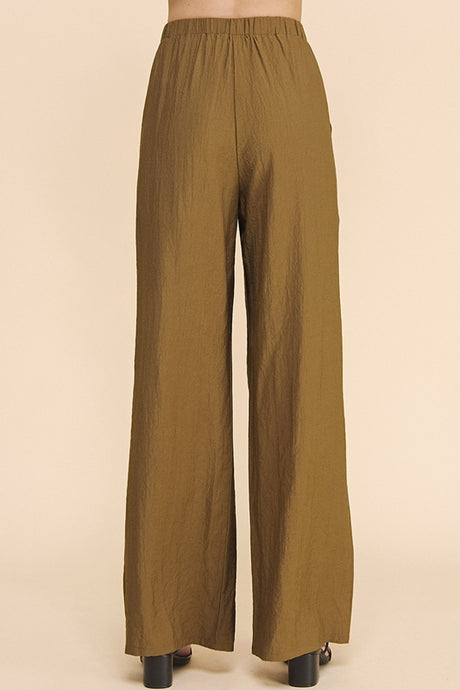 Allie Rose Loose Crinkle Pants - Bronze Brown