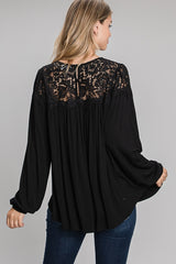 Allie Rose Loose Top Lace Accent - Black