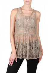 A'Reve Beaded Lace Tank - Taupe