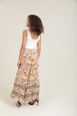 Angie Tropical Beach Babe Wide Pants - Ivory