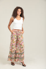 Angie Tropical Beach Babe Wide Pants - Ivory