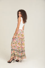 Angie Tropical Beach Babe Wide Pants - Ivory