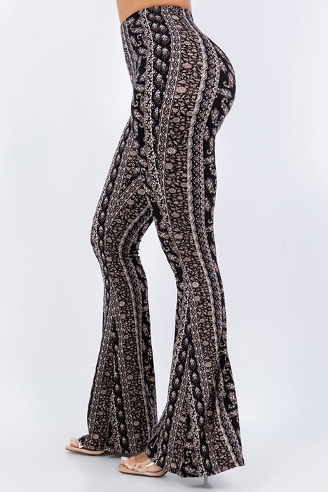 Bear Dance Boho Paisley Skinny Brushed Pants - Black/Taupe