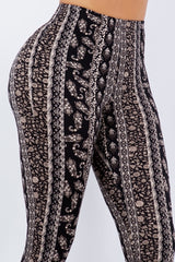 Bear Dance Boho Paisley Skinny Brushed Pants - Black