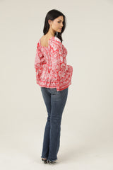 Angie Smocked Empire Bell Sleeve Blouse