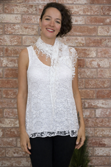 Seduzione Hi Lo Blouse + Fringe Scarf - White