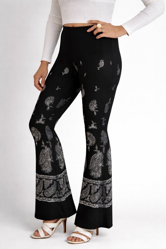 Vocal Paisley Short Soft Ankle Pants - Black