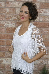 Seduzione Hi Lo Blouse + Fringe Scarf - White