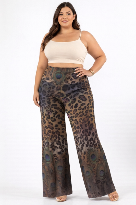 Brittani Pants Plus Size - Peacock/Animal