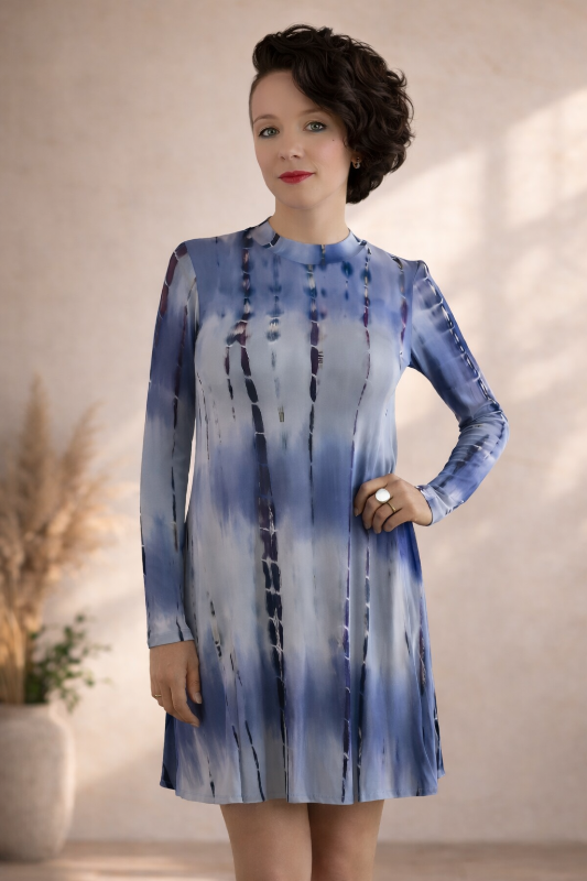 Bamboo Tie Dye Jersey Dress - Indigo
