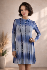 Bamboo Tie Dye Jersey Dress - Indigo