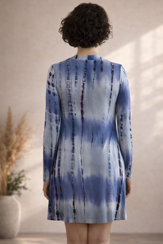 Bamboo Tie Dye Jersey Dress - Indigo
