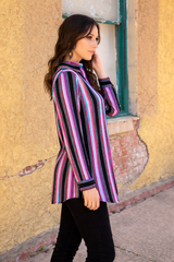 L&B Purple Serape Button Up Tunic Shirt