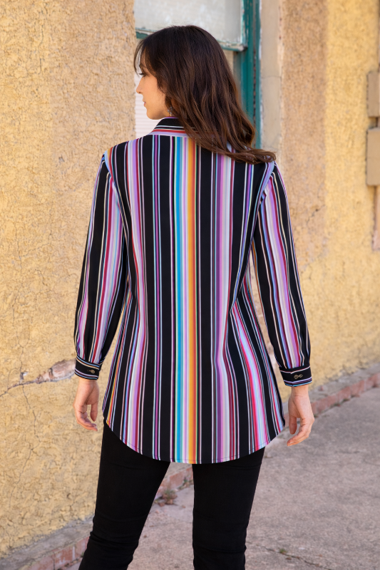 L&B Western Farmhouse Purple Serape Button Up Tunic Shirt