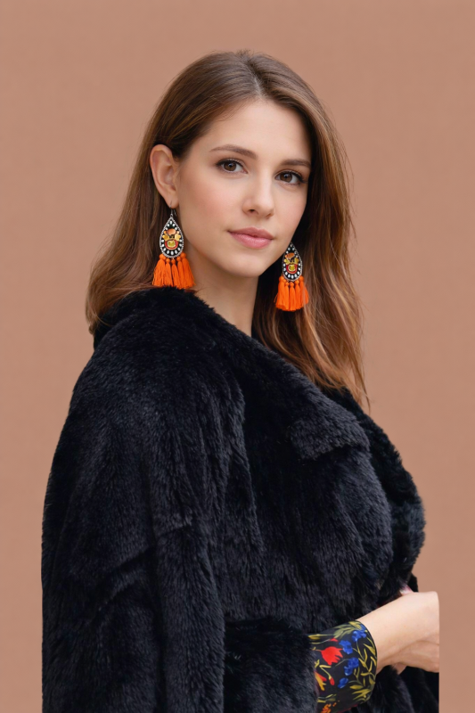 Victoria Leland Fuzzy Kimono Cape Poncho - Black