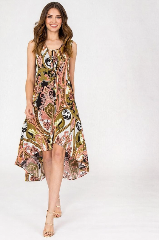 Marakesh Mod Paisley Hi Lo Dress USA