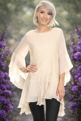 Sassy Bling Beige Lace Sharkbite Hem Layer Tunic