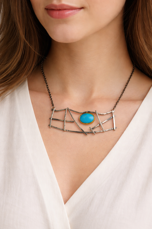 Sterling Silver Turquoise Statement Necklace