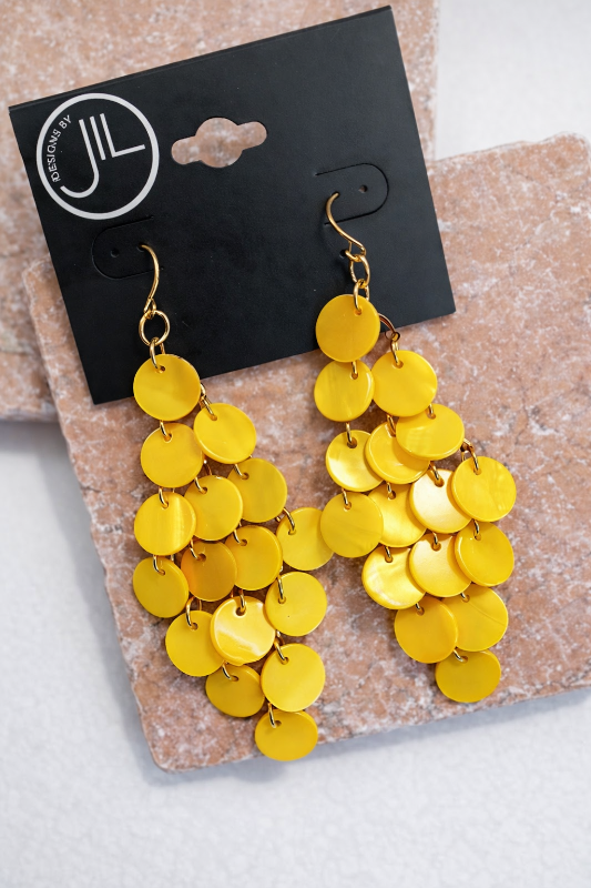 Mustard Yellow Circle Dangle Earrings – Designs by JIL