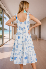 Umgee Ocean Print Beachy Tank Midi Dress - Blue