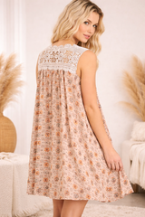 Boho Print Sleeveless Fit & Flare Mini Dress with Keyhole Neckline