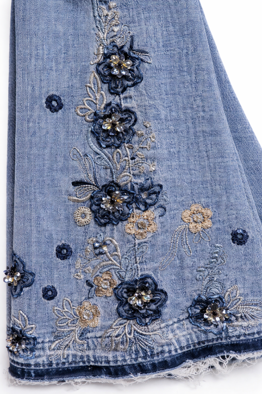 High Rise Embroidered Flare Jeans – Tall Torso Friendly